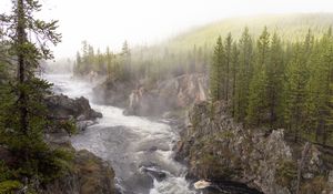 Preview wallpaper river, waves, slope, trees, nature, landscape