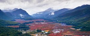 Preview wallpaper river, winding, mountains, landscape, fog