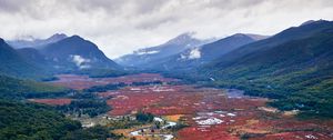 Preview wallpaper river, winding, mountains, landscape, fog
