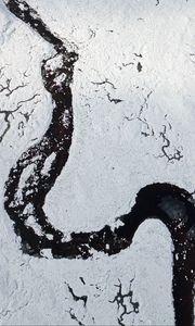 Preview wallpaper river, winding, snow, snowy, aerial view