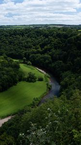 Preview wallpaper river, winding, trees, bushes