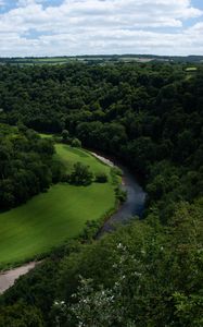 Preview wallpaper river, winding, trees, bushes