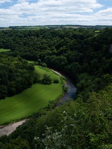 Preview wallpaper river, winding, trees, bushes