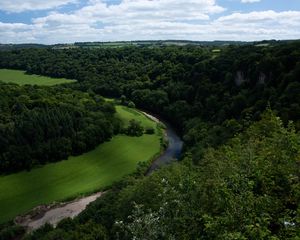 Preview wallpaper river, winding, trees, bushes