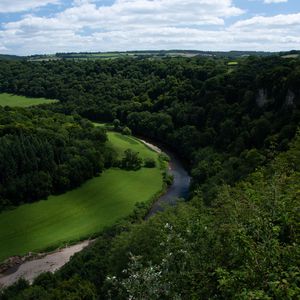 Preview wallpaper river, winding, trees, bushes