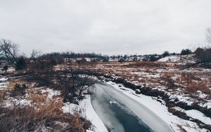 Preview wallpaper river, winter, ice, snow