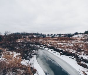 Preview wallpaper river, winter, ice, snow