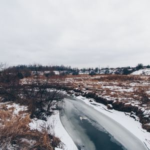 Preview wallpaper river, winter, ice, snow