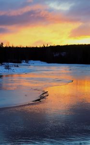 Preview wallpaper river, winter, ice, snow, landscape