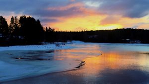 Preview wallpaper river, winter, ice, snow, landscape