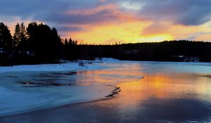 Preview wallpaper river, winter, ice, snow, landscape
