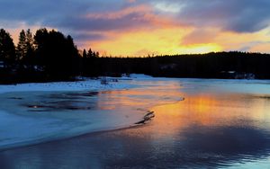 Preview wallpaper river, winter, ice, snow, landscape