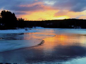 Preview wallpaper river, winter, ice, snow, landscape