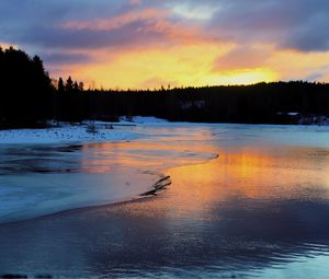 Preview wallpaper river, winter, ice, snow, landscape