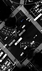 Preview wallpaper road, aerial view, bw