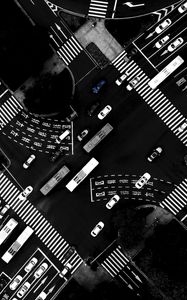 Preview wallpaper road, aerial view, bw