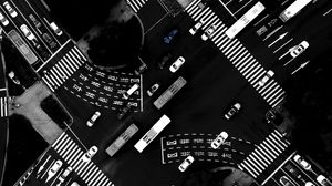 Preview wallpaper road, aerial view, bw