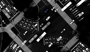 Preview wallpaper road, aerial view, bw