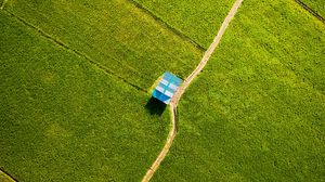 Preview wallpaper road, aerial view, field, green