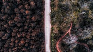 Preview wallpaper road, aerial view, forest, trees, indonesia