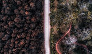 Preview wallpaper road, aerial view, forest, trees, indonesia