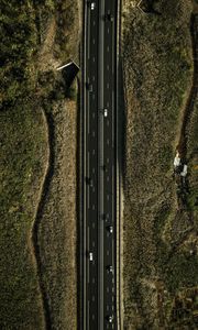 Preview wallpaper road, aerial view, land, landscape