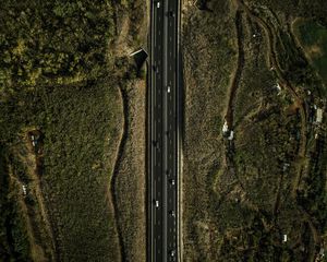 Preview wallpaper road, aerial view, land, landscape