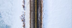 Preview wallpaper road, aerial view, snow, marking