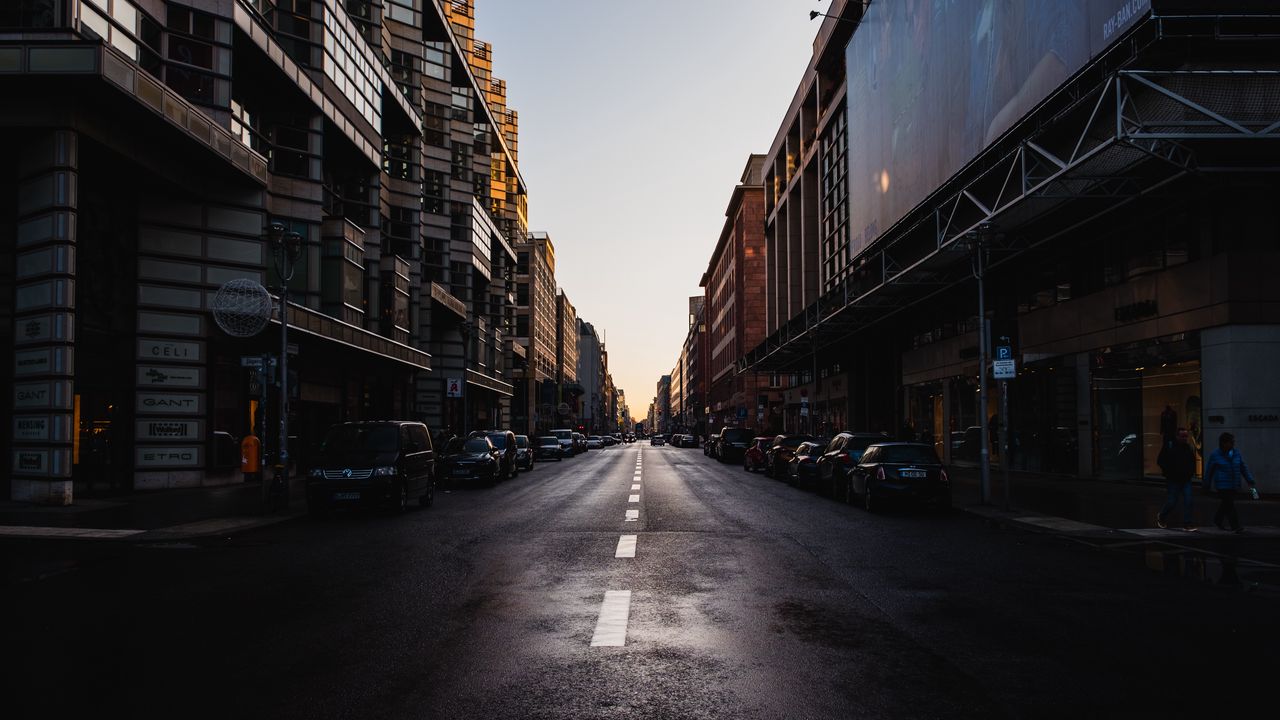 Wallpaper road, asphalt, buildings, street, dark