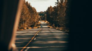 Preview wallpaper road, asphalt, cars, trees, overview