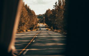 Preview wallpaper road, asphalt, cars, trees, overview