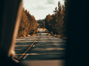 Preview wallpaper road, asphalt, cars, trees, overview