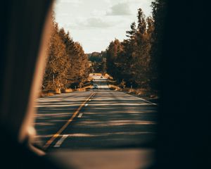 Preview wallpaper road, asphalt, cars, trees, overview