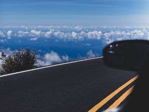 Preview wallpaper road, asphalt, clouds, horizon, overview