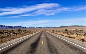 Preview wallpaper road, asphalt, desert, distance, horizon, nature