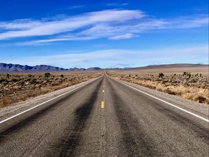 Preview wallpaper road, asphalt, desert, distance, horizon, nature