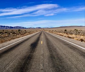 Preview wallpaper road, asphalt, desert, distance, horizon, nature