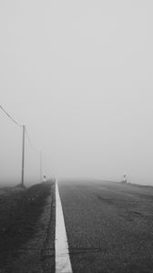 Preview wallpaper road, asphalt, fog, bw