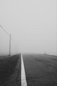 Preview wallpaper road, asphalt, fog, bw