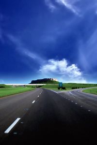 Preview wallpaper road, asphalt, fork, turn, sky