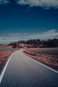 Preview wallpaper road, asphalt, houses, fields, trees