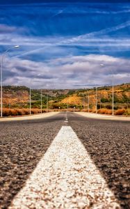 Preview wallpaper road, asphalt, marking, mountains, direction