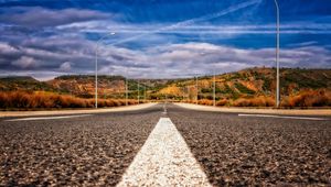 Preview wallpaper road, asphalt, marking, mountains, direction