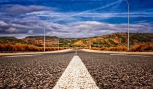 Preview wallpaper road, asphalt, marking, mountains, direction