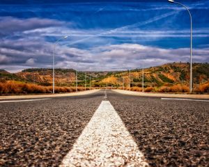 Preview wallpaper road, asphalt, marking, mountains, direction