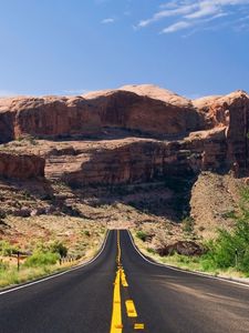 Preview wallpaper road, asphalt, marking, lines, canyons, trees