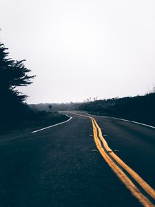 Preview wallpaper road, asphalt, marking, turn, nature