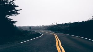 Preview wallpaper road, asphalt, marking, turn, nature