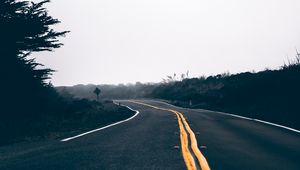 Preview wallpaper road, asphalt, marking, turn, nature