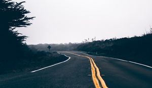 Preview wallpaper road, asphalt, marking, turn, nature